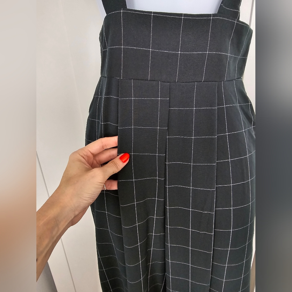 NWOT Rare Unique Vintage Windowpane Emerald Rochelle Plaid Suspender Pants - Picture 7 of 10